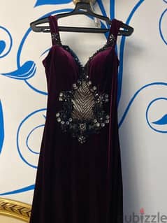 فستان قطيفة بنفسجي شيك عصري خامة ممتازة جديد تلبيس حتي٦٥ كيلو شيك 0