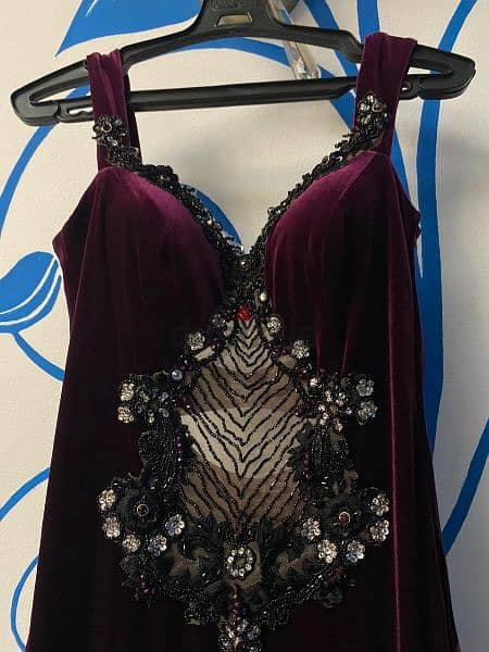 فستان قطيفة بنفسجي شيك عصري خامة ممتازة جديد تلبيس حتي٦٥ كيلو شيك 2