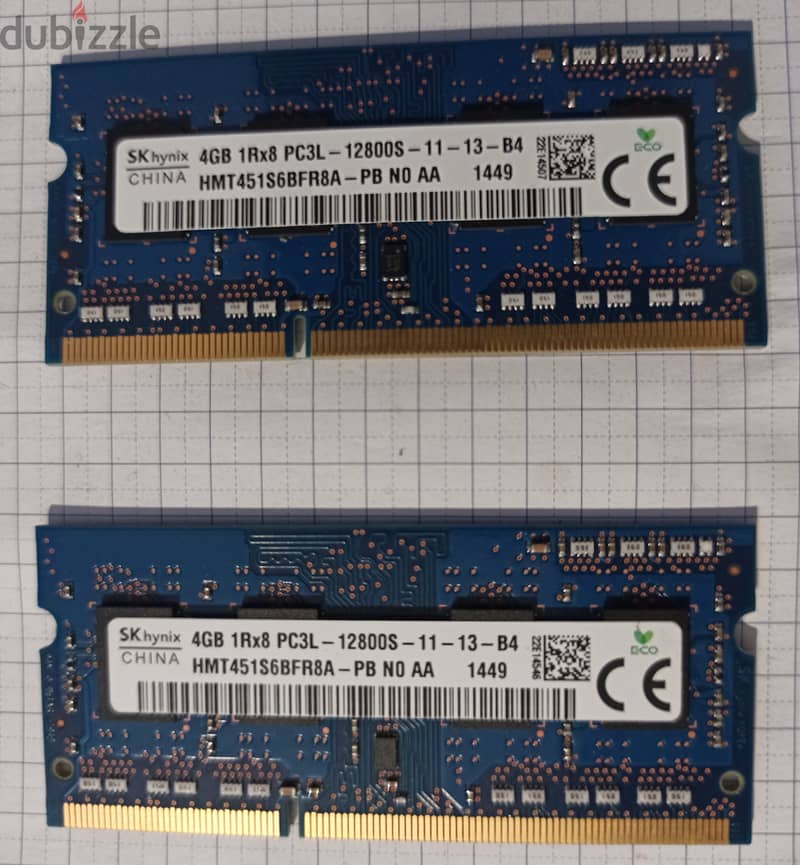 Laptop Ram DDR3 8GB Kit (2x4GB) Bus 1600 Mhz - SKhynix 0