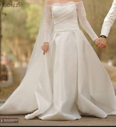 Custom made wedding dress with head cover فستان فرح تفصيل مع طرحة