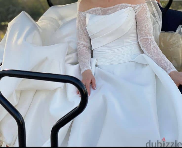 Custom made wedding dress with head cover فستان فرح تفصيل مع طرحة 2