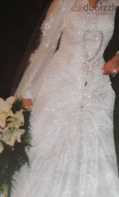 فستان زفاف handmade تصميم لبنانى من الخارج مقاس  34 -36