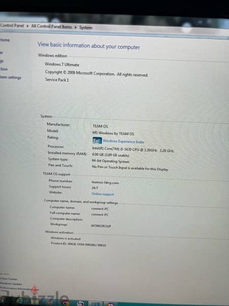 للبيع كمبيوتر كامل hp مع شاشه Dell رامات 4جيجا معالج4gig intel core i5 12