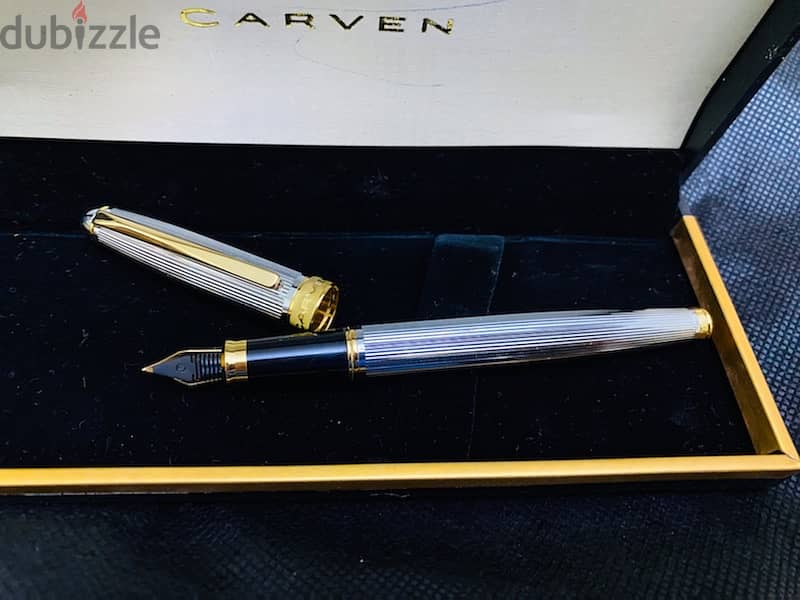 طقم أقلام كارڤين ألماني أصلي جديد لم يستعمل اللون سيلڤر في جولد 3