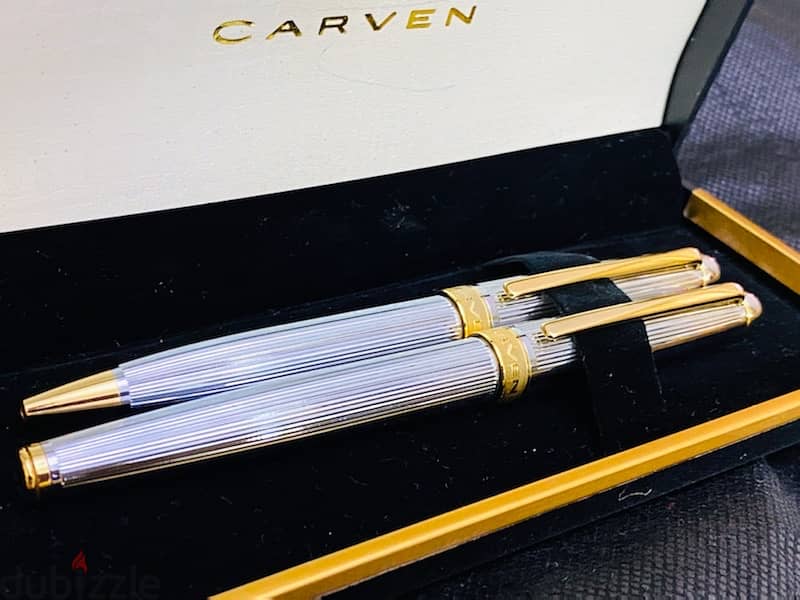 طقم أقلام كارڤين ألماني أصلي جديد لم يستعمل اللون سيلڤر في جولد 5