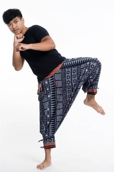 Traditional Thai Hill Tribe Fabric Men's Harem Pants بنطلون تايلاندي