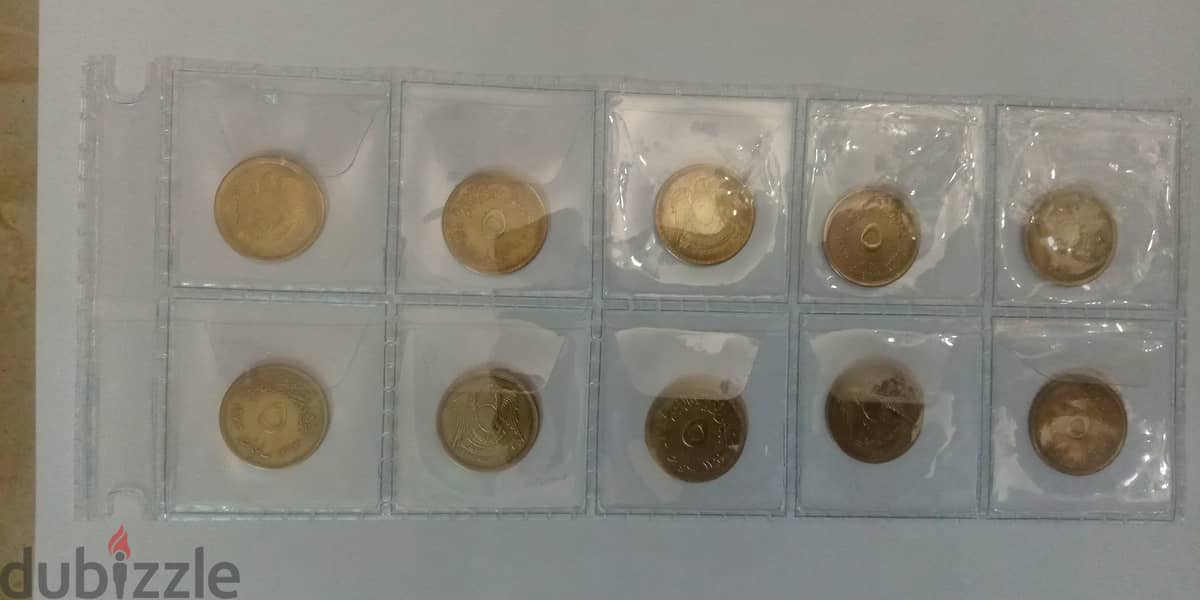 مجموعة نادرة من 10عملات معدنية نحاسية من فئة 5 مليمات مصرية 1973 6