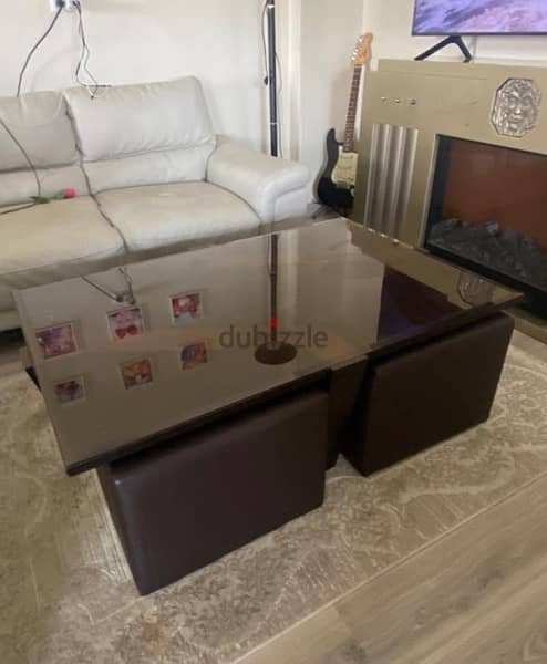 1 big coffee table + 2 seats and 2 side tables 1
