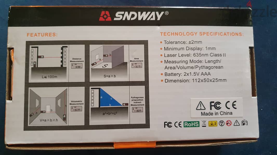 متر ليزر جديد بالعلبة و البطاريات   laser meter 60 m 2