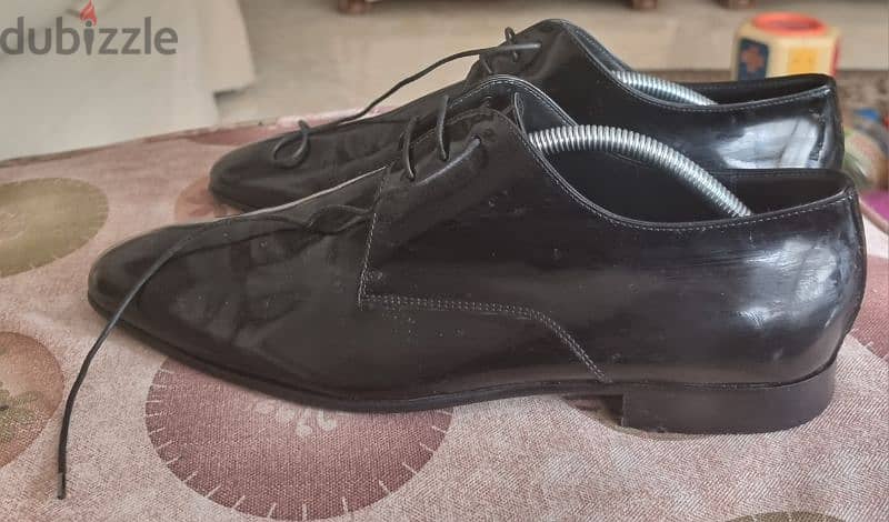 Hugo Boss Leather Shoes Black Size 7.5 - حذاء سهرة جلد أسود لامع 2