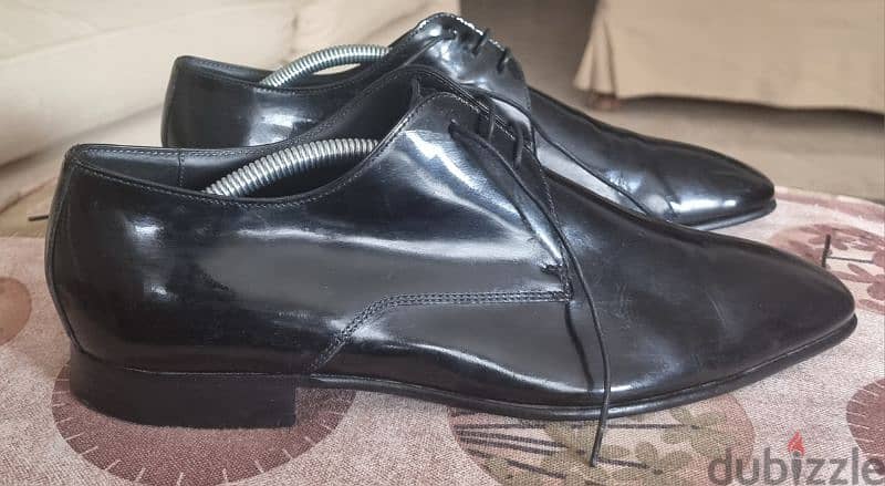 Hugo Boss Leather Shoes Black Size 7.5 - حذاء سهرة جلد أسود لامع 3