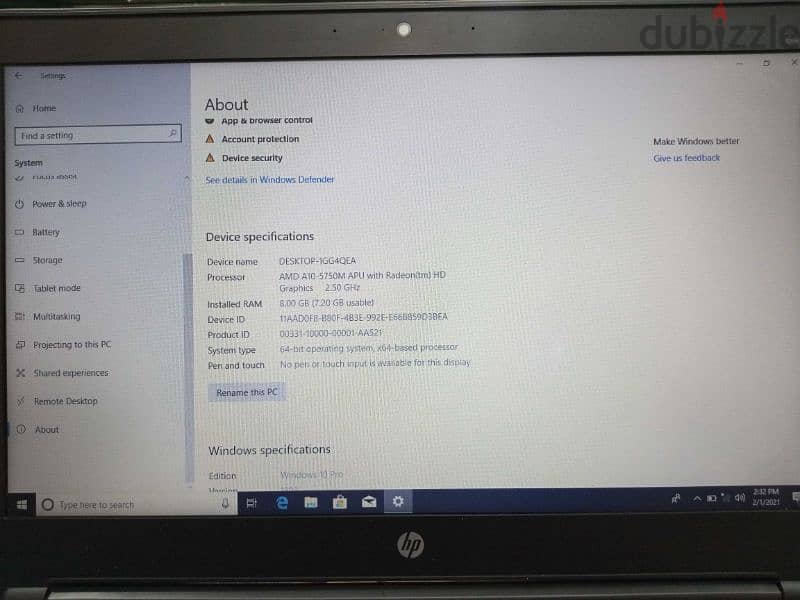 Laptop HP G1 0