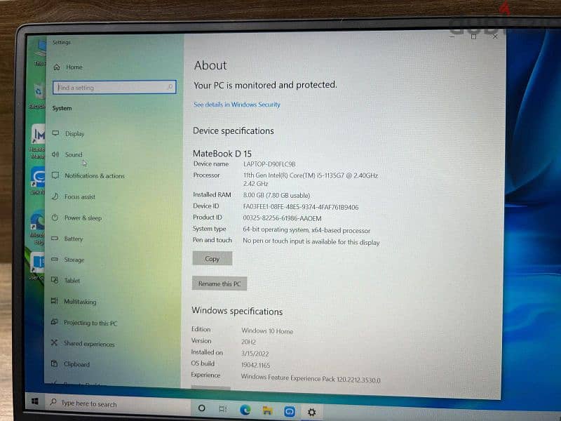 Huawei mate book d15core i5 11 5