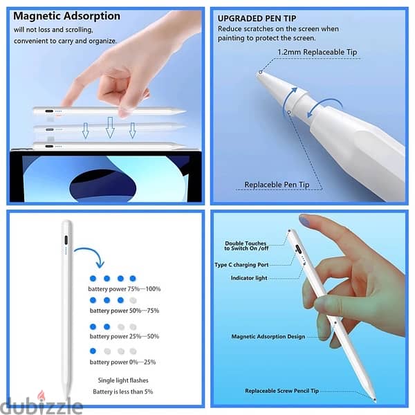 Stylus pen Ipad compatable magnetic قلم ايباد ستايلس متوافق مع ابل 2