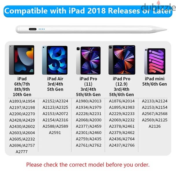 Stylus pen Ipad compatable magnetic قلم ايباد ستايلس متوافق مع ابل 3
