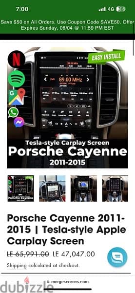 poarche cayenne tesla screen fit with carplay and gbs 2011-2015 2 0
