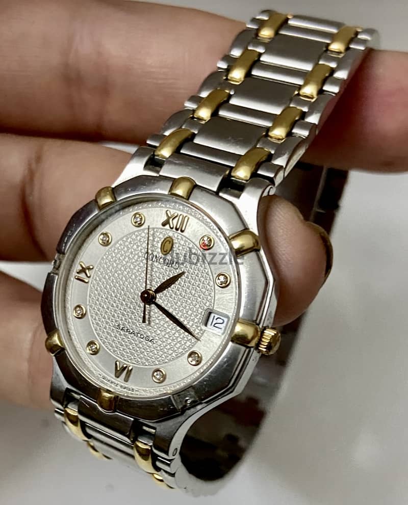 Original Swiss Made Quartz CONCORD 18K Gold & Steel - Diamond dial 32m 0