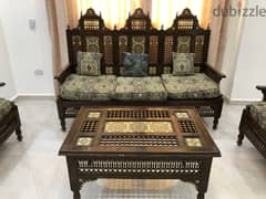 Arabesque furniture+chandeliers,غرفة سفرة/وصالون/نوم ارابيسك ونجف نحاس