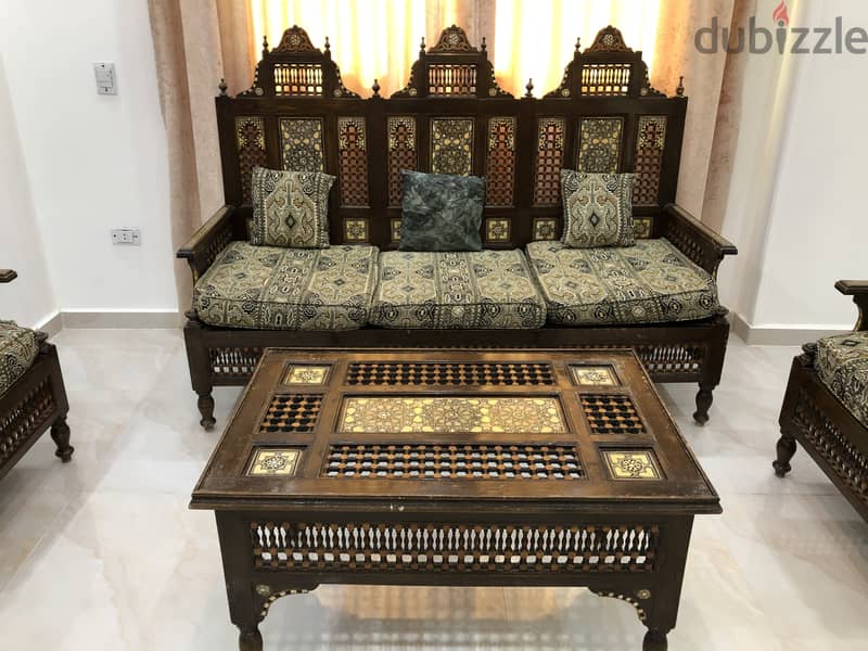 Arabesque furniture+chandeliers,غرفة سفرة/وصالون/نوم ارابيسك ونجف نحاس 1