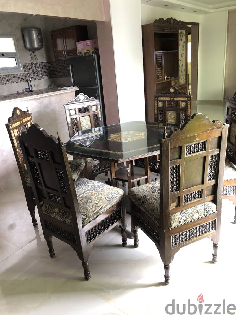 Arabesque furniture+chandeliers,غرفة سفرة/وصالون/نوم ارابيسك ونجف نحاس 5