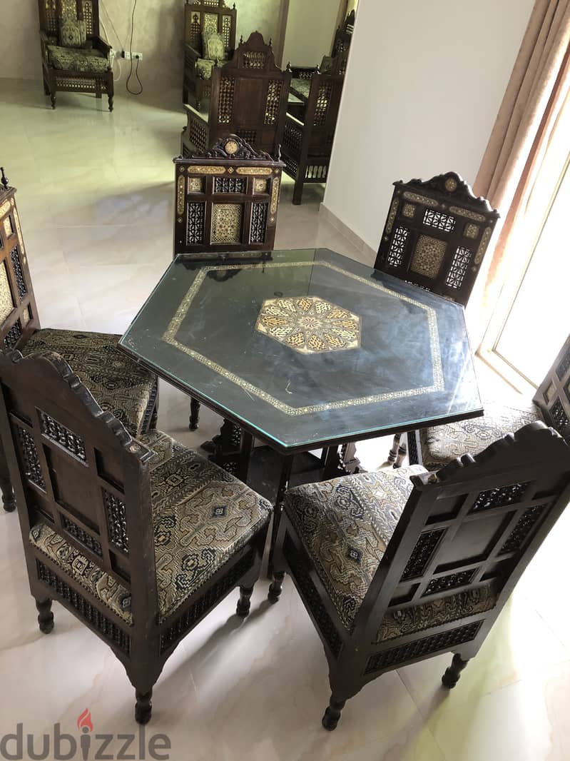 Arabesque furniture+chandeliers,غرفة سفرة/وصالون/نوم ارابيسك ونجف نحاس 6