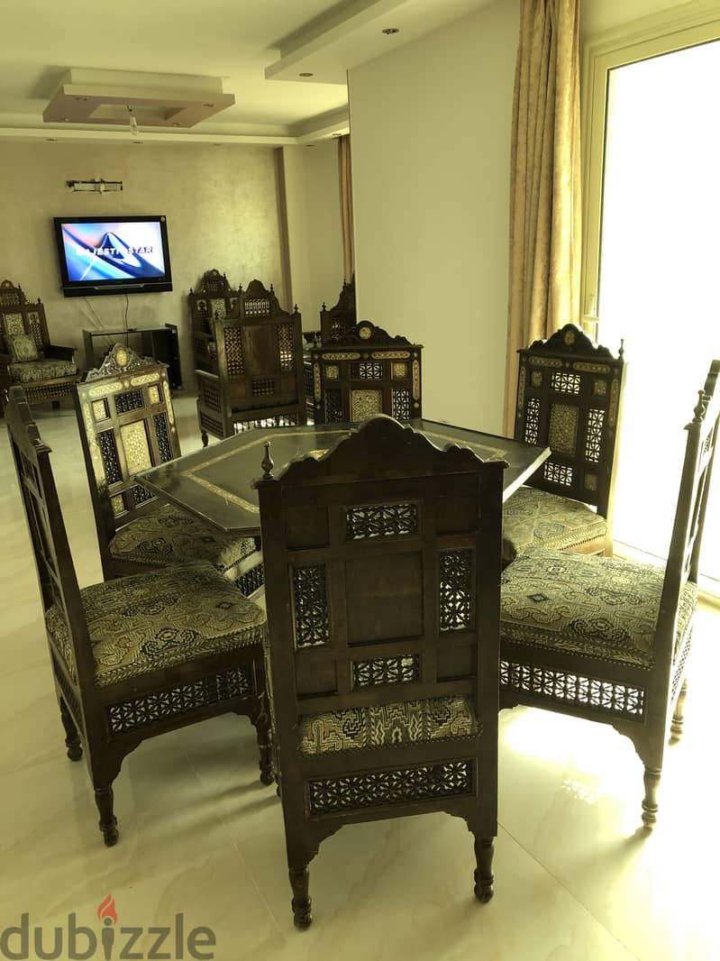 Arabesque furniture+chandeliers,غرفة سفرة/وصالون/نوم ارابيسك ونجف نحاس 10