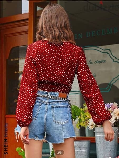 Shein red crop blouse بلوزة جديدة 1
