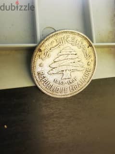 1952 50 piastres Lebanese Silver coin.  ١٩٥٢ ٥٠ قرش عملة فضية لبنانية
