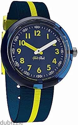 Flik Flak Yellow Band Children's Quartz Blue Dial Watch FPNP023 1