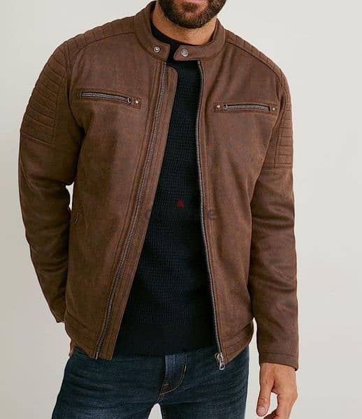 C&A Men's Biker Jacket Regular Fit - brown - M 0