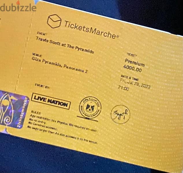 Travis Scott utopia ticket at the pyramids 0