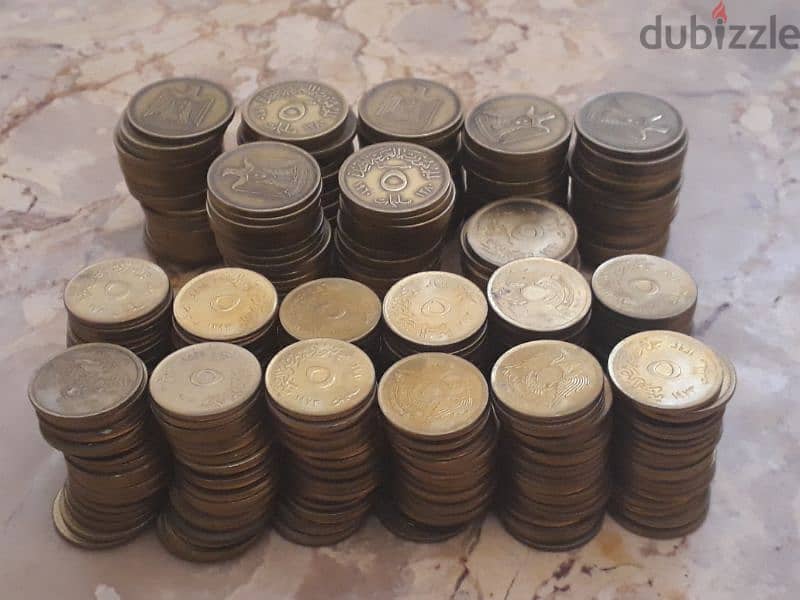عملات معدنية قديمة ملغاة من فئة (٥) مليمات للبيعOld Egyption coins 4