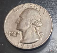 1966 Liberty Quarter Dollar US Coin No Mint Mark Good Condition 0