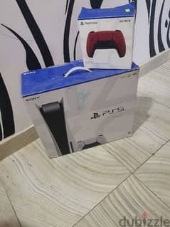 Playstation 5 CD version (PS5) + Extra red controller بلايستيشن 5 0