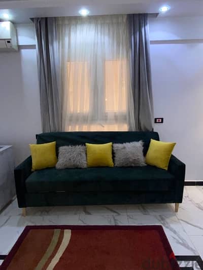 dark green sofa
