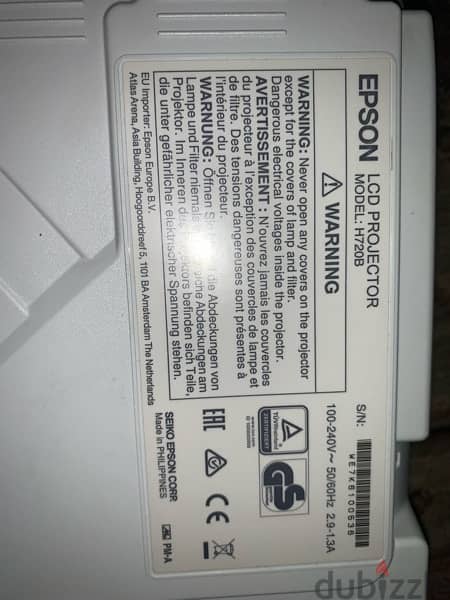 projector Epson H720B used only 34 hours Data showكالجديد بدون اي عيوب 3