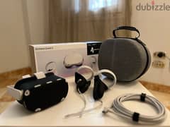 نظارة الواقع الافتراضي Oculus Quest 2 كالجديدة مع اكسسورات