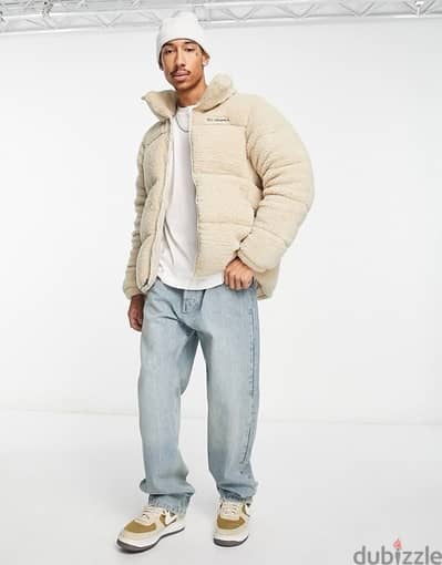 Columbia Puffect Sherpa puffer jacket in stone