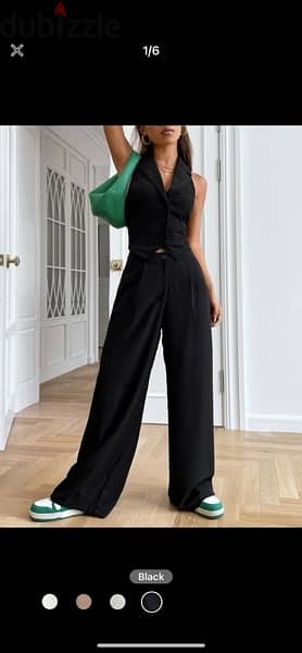 SHEIN EZwear Button Front Backless Waistcoat & Wide Leg Suit Pants