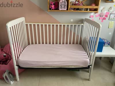 Baby Wooden White Cot - سرير اطفال ابيض