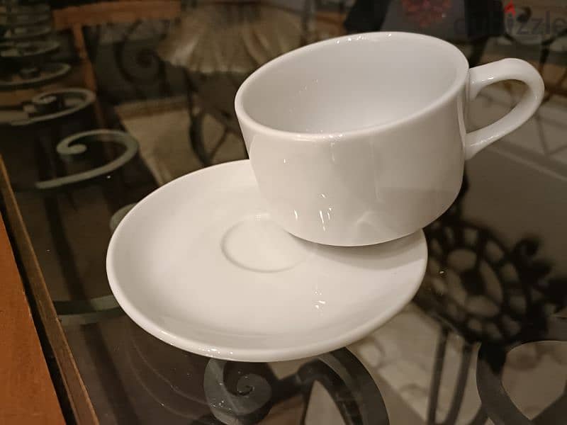 فنجان+ طبق شاي أبيض بورسيلين 1