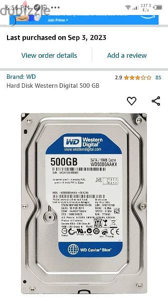 hard wd 500 GB for pc 1