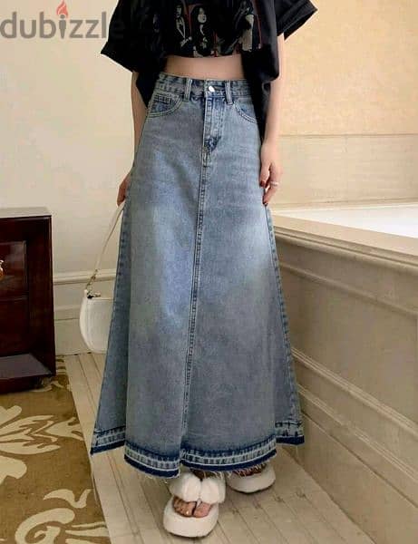 Honeyspot Washed Raw Hem Denim Skirt 2