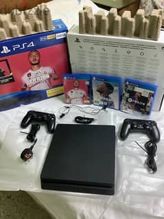 NEW PS4 Slim 500GB & 2 Original controllers and all accessories+FC24 0