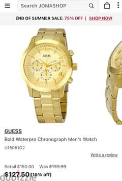 Guess Men's U15061G2 Gold Stainless-Steel Analog Quartz Dress Watch 0