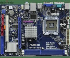 كمبيوتر للبيع مازربورد Asrock g41m-vs3 + كارت العاب خارجى AMD 2 giga