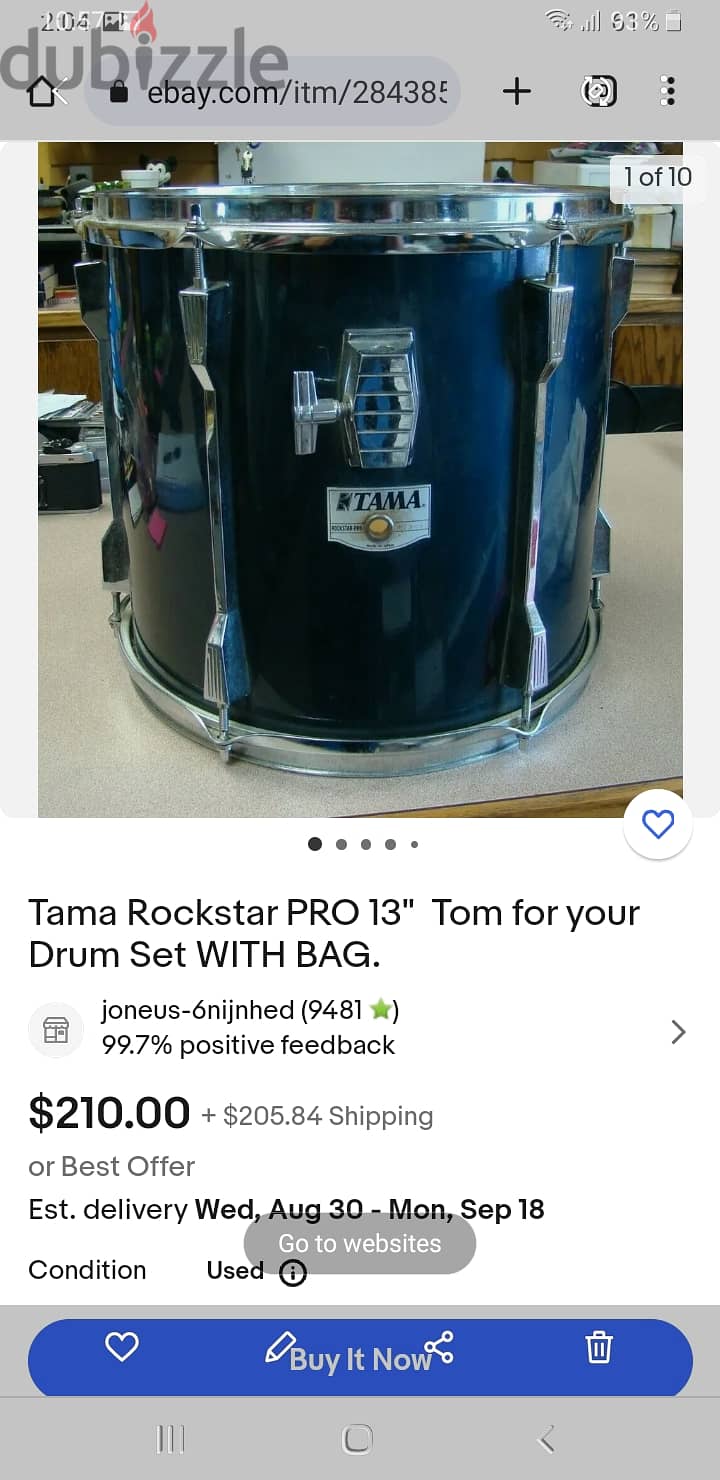 Tama rockstar pro tom 13 inch طاما درامز 6