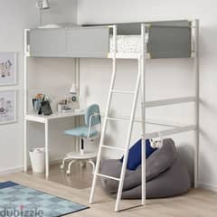 Loft bed with built-in table for study + Mattress90x200cm. IKEA