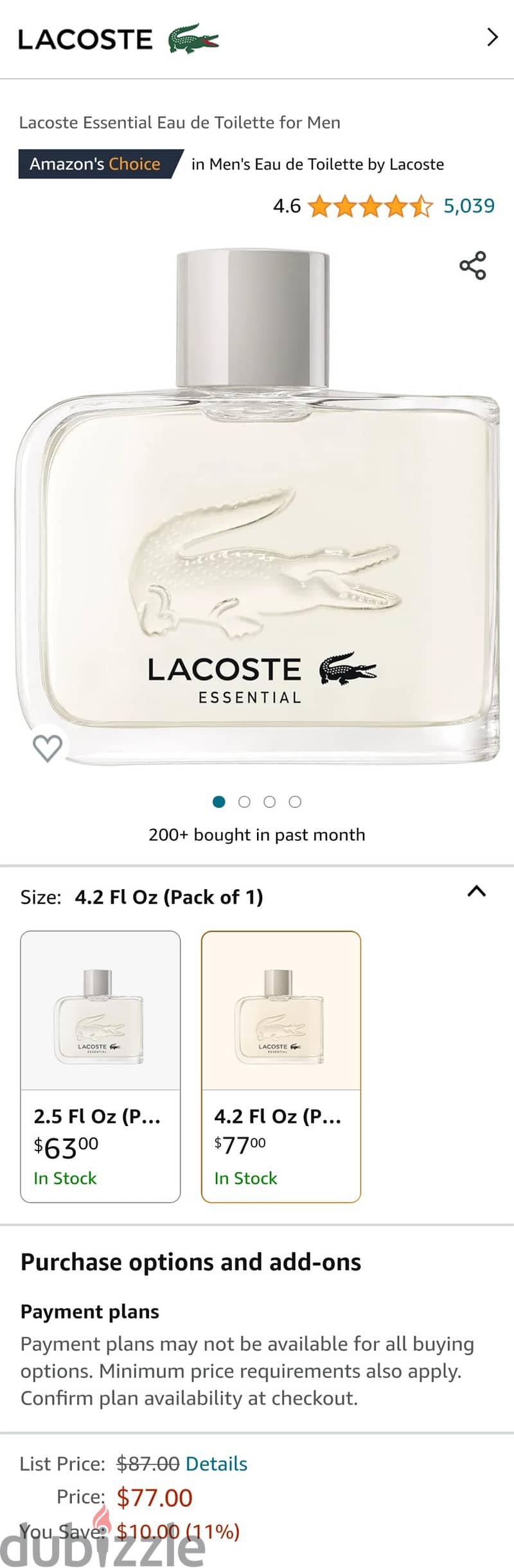 New (Sealed) 125ml. Lacoste Essential - Eau de Toilette For Men 2