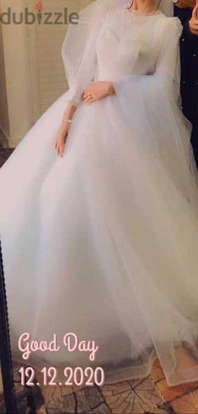 فستان زفاف + طرحه تل ٣متر 1